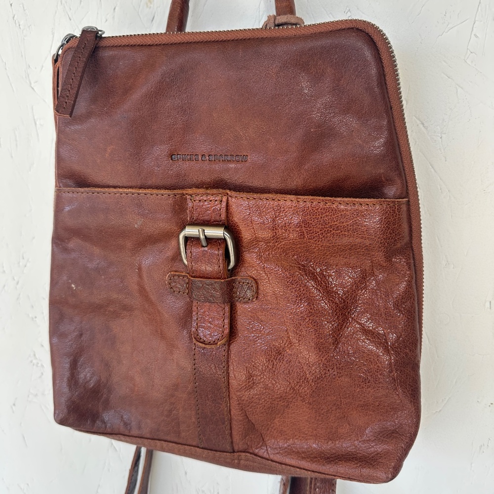 Spikes and Sparrow Texas Leather Backpack in Brandy Cognac - Picture 5 of 14